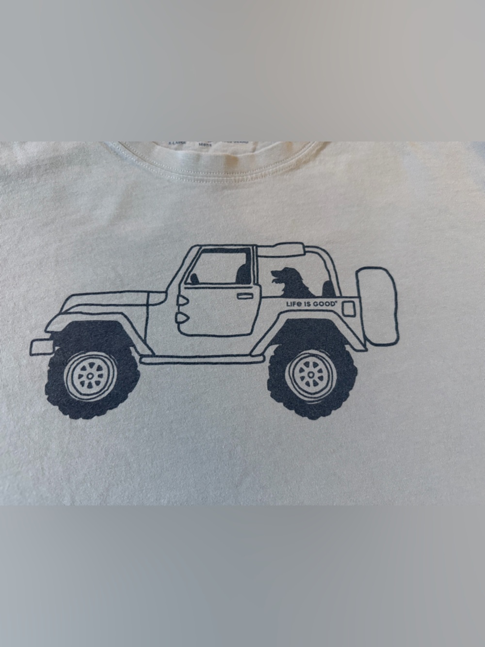 Life Is Good Jeep with Dog Men’s T-Shirt - Pale Blue - Picture 2 of 7